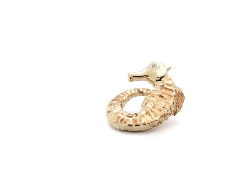 Seahorse Twist Stud Earring - Yellow Gold