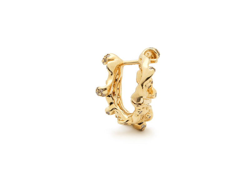Small Wave Hoop Earrings with Diamonds