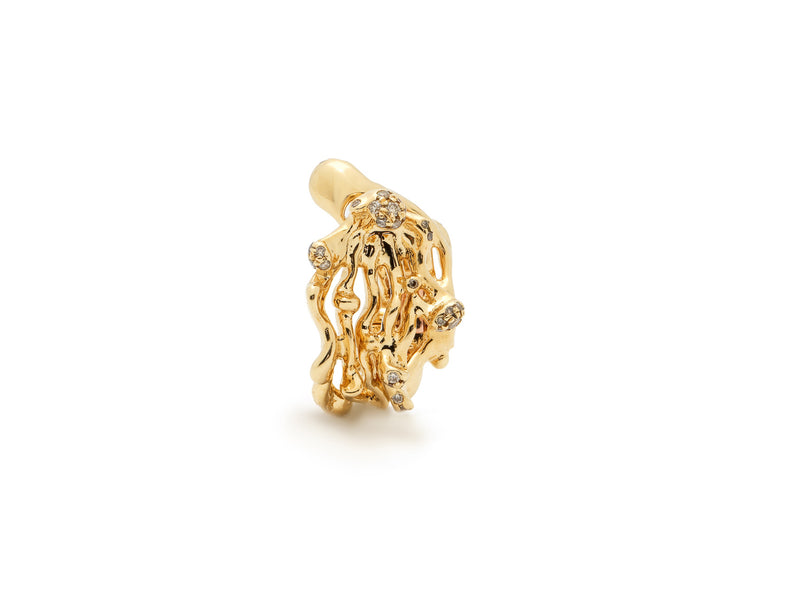 Small Wave Hoop Earrings with Diamonds