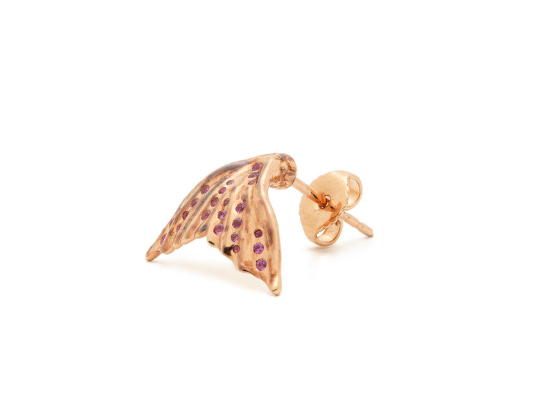 Flipper Stud Earring with Pink Sapphire