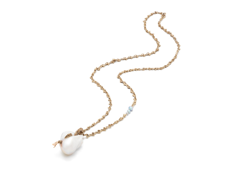 Mermaid Pearl Pendant on Waves Chain