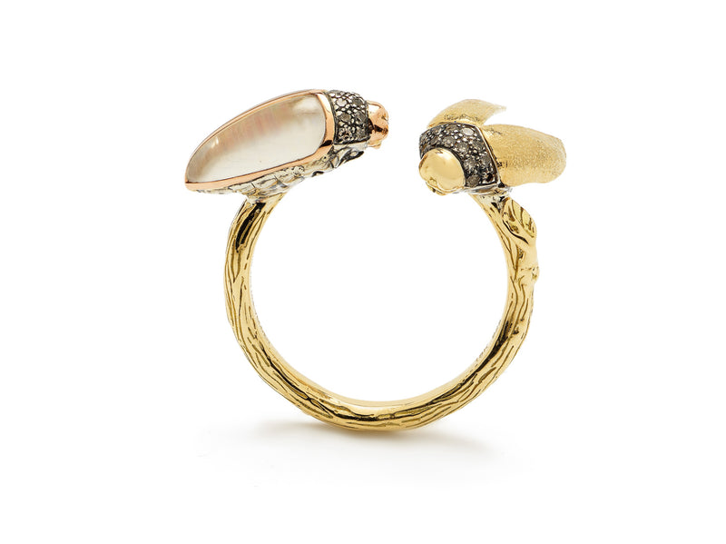 Scarab Floaty Stackable Ring Yellow Gold