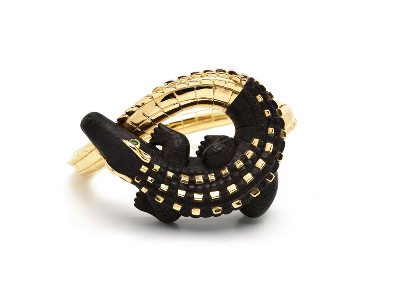 Ebony Wood Large Alligator Twist Bangle