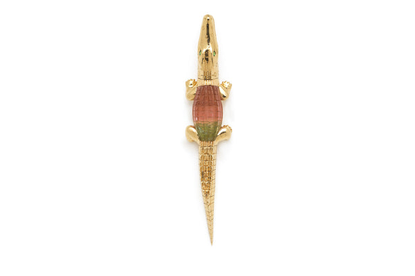 Watermelon Tourmaline Alligator Bite Earring