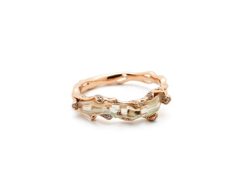 Green Amethyst Wave Stackable Ring