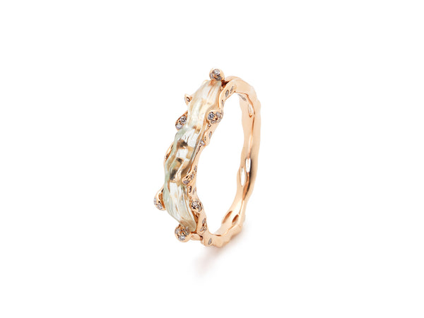 Green Amethyst Wave Stackable Ring