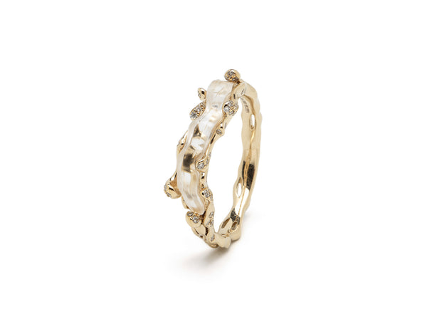 Em - Crystal Quartz Wave Stackable Ring