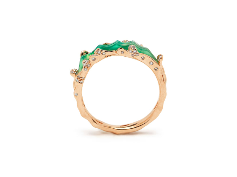 Green Agate Wave Stackable Ring