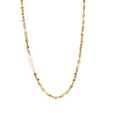 Bibi van der Velden Wave Necklace with four white pearls in 18k yellow gold inspired by ocean waves.