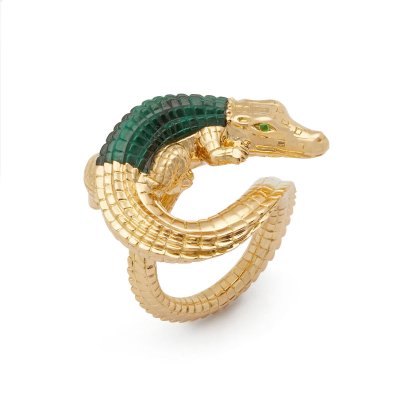 Alligator Twist Ring with Malachite