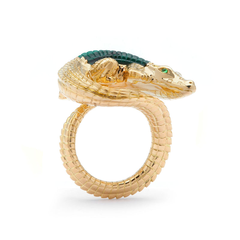 Alligator Twist Ring with Malachite