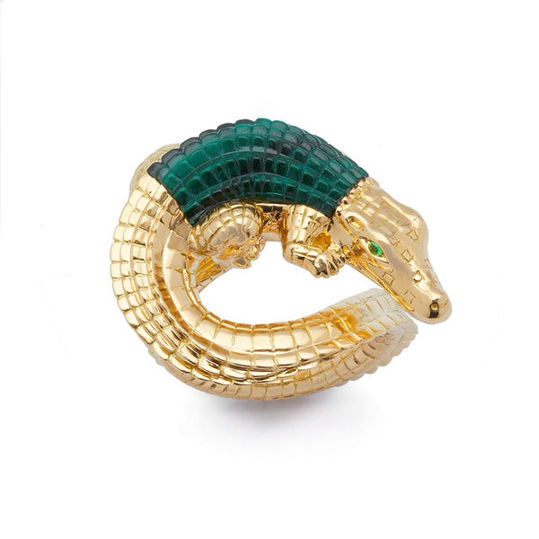 Alligator Twist Ring with Malachite