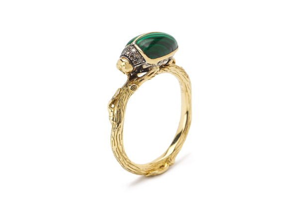 Malachite Scarab Ring Rings Bibi van der Velden