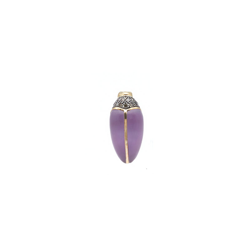 Mini Scarab Stud Earring with Amethyst