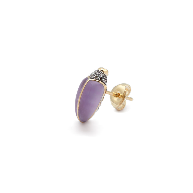 Mini Scarab Stud Earring with Amethyst