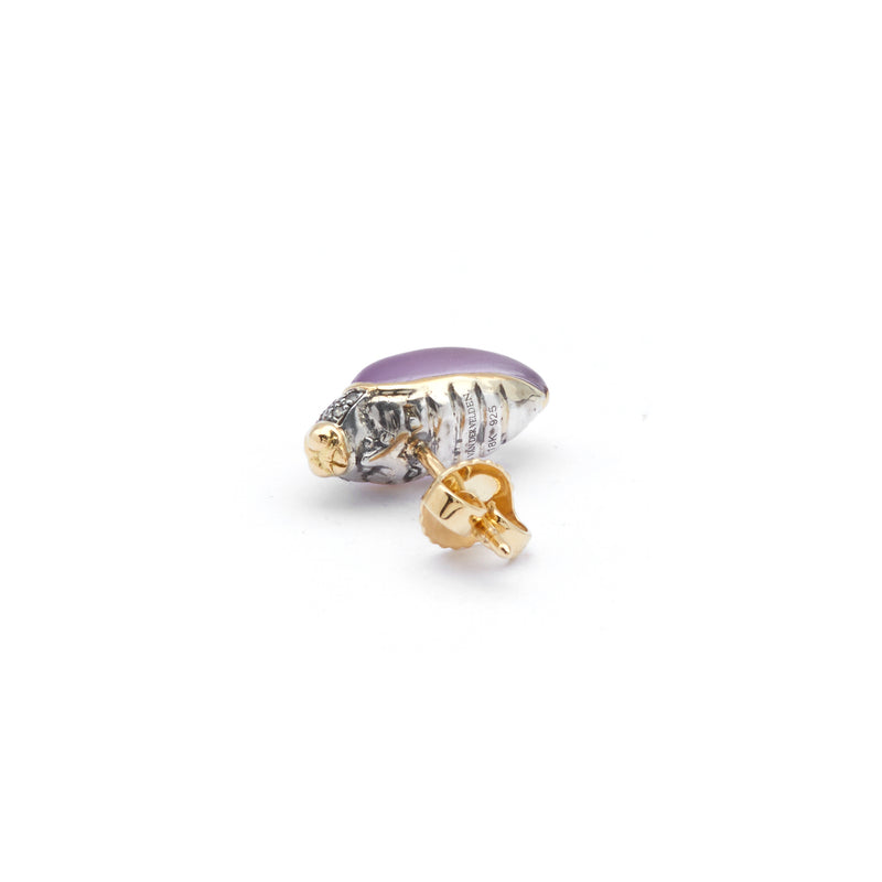 Mini Scarab Stud Earring with Amethyst