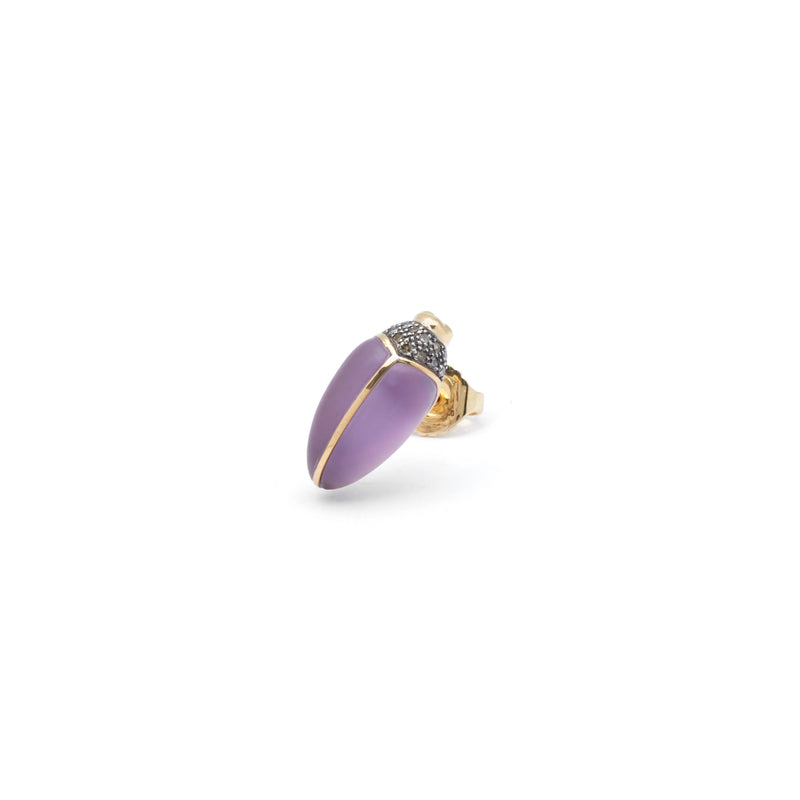 Mini Scarab Stud Earring with Amethyst