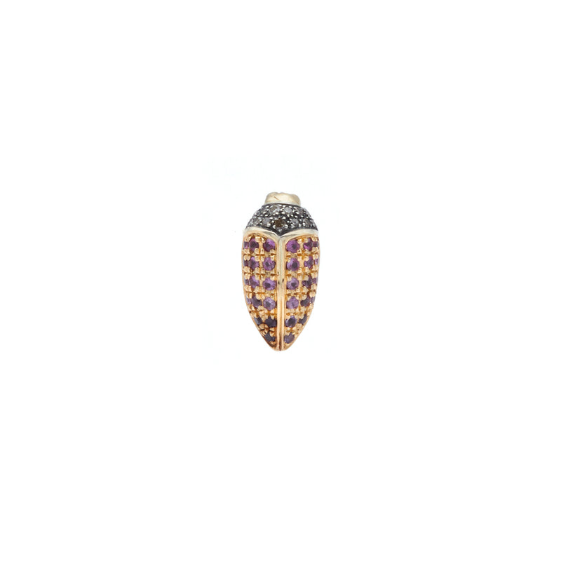 Mini Scarab Pave Pink Sapphires Stud