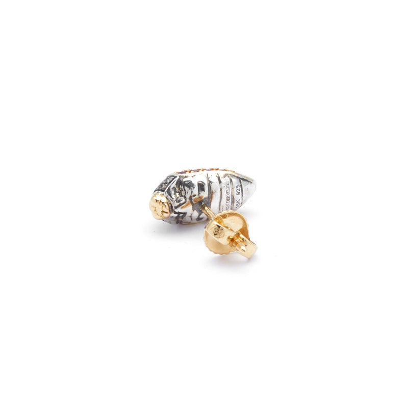 Mini Scarab Pave Pink Sapphires Stud