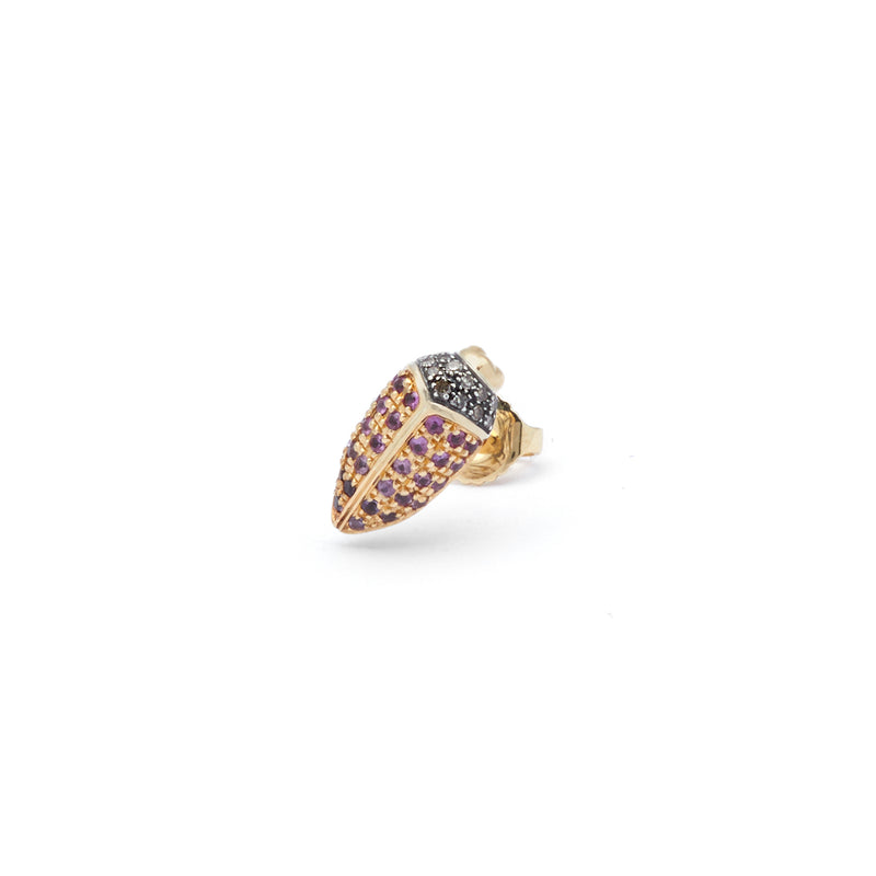 Mini Scarab Pave Pink Sapphires Stud