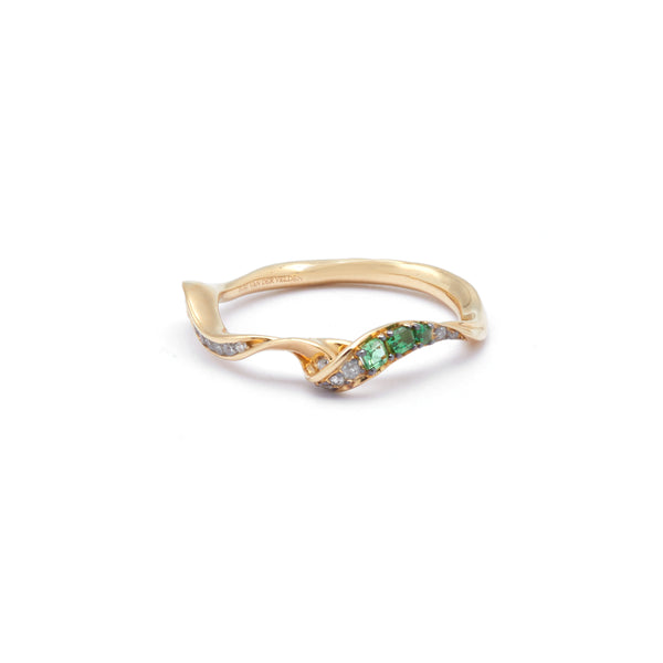 Swirl Stackable Ring with Tsavorites