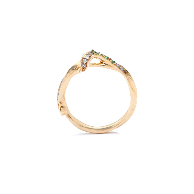 Swirl Stackable Ring with Tsavorites