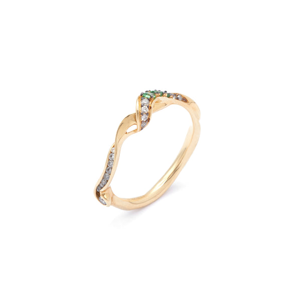 Swirl Stackable Ring with Tsavorites