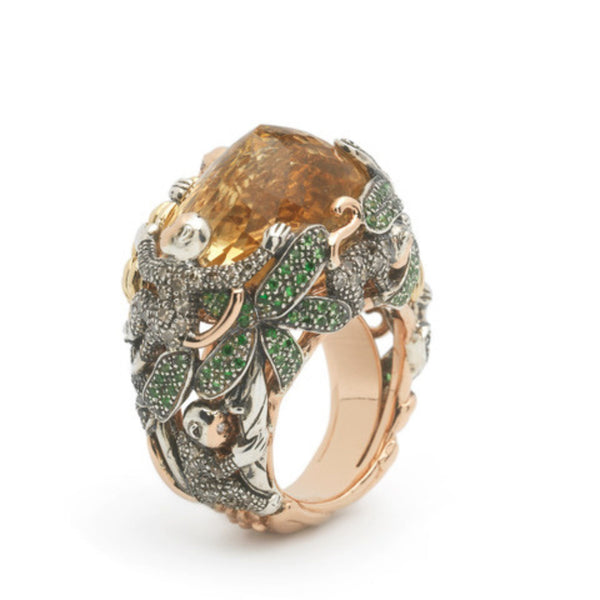 Citrine Monkey Ring