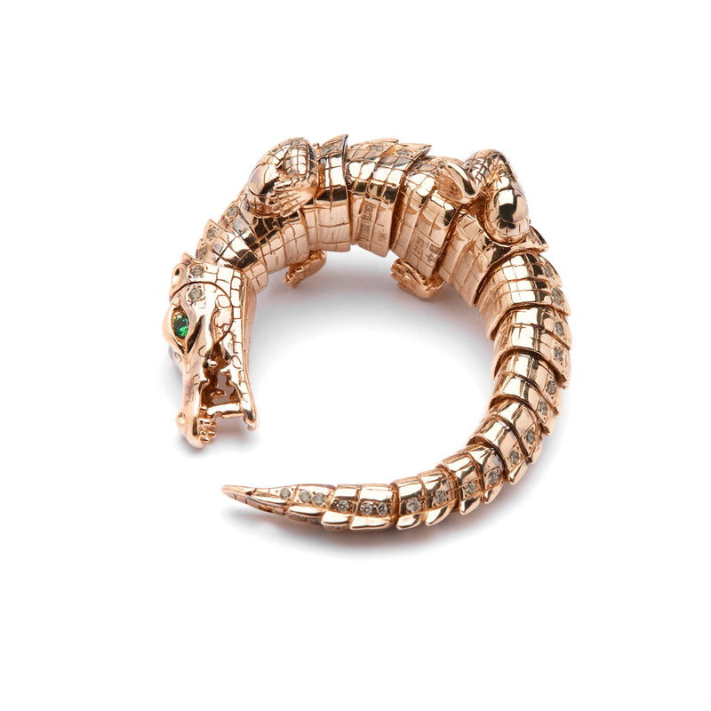 Diamond Alligator Rose Gold Wrap Ring