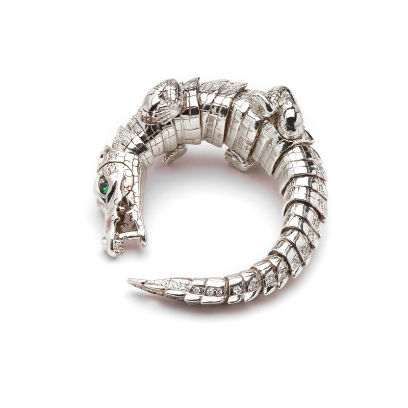 Diamond Alligator White Gold Wrap Ring