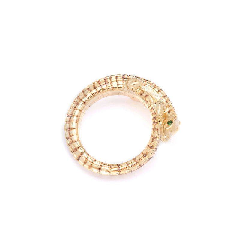 Alligator Yellow Gold Pinky Ring