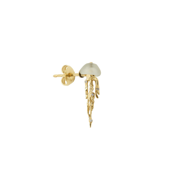 Jellyfish Stud Earring Yellow Gold and Prasiolite Earrings Bibi van der Velden