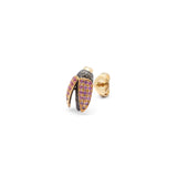 Mini Scarab Fly Stud Earring with Pink Sapphires