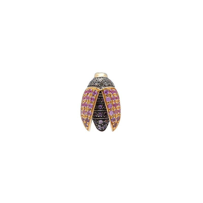 Mini Scarab Fly Stud Earring with Pink Sapphires