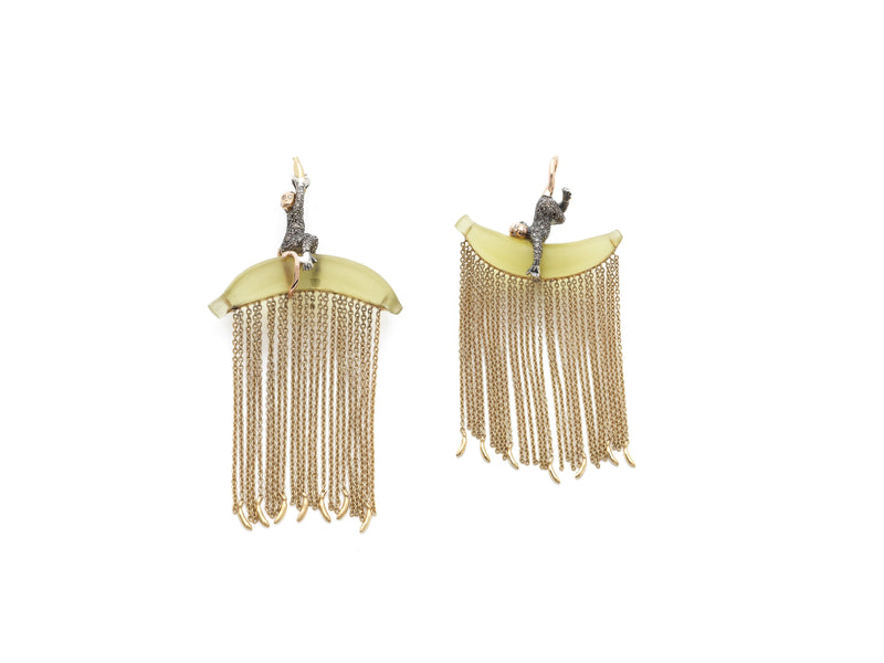 Big monkey chain earrings Bibi van der Velden | Fine Jewellery