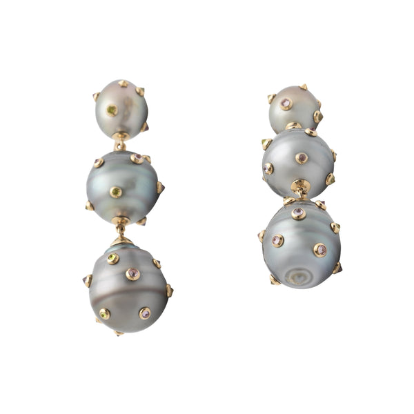 Pearl Trio Spike Earrings Earrings Bibi van der Velden
