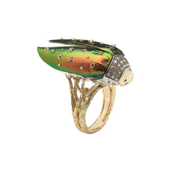 Art Deco Egyptian Revival Enamel Hardstone 14 Karat Gold Scarab Ring |  Wilson's Estate Jewelry