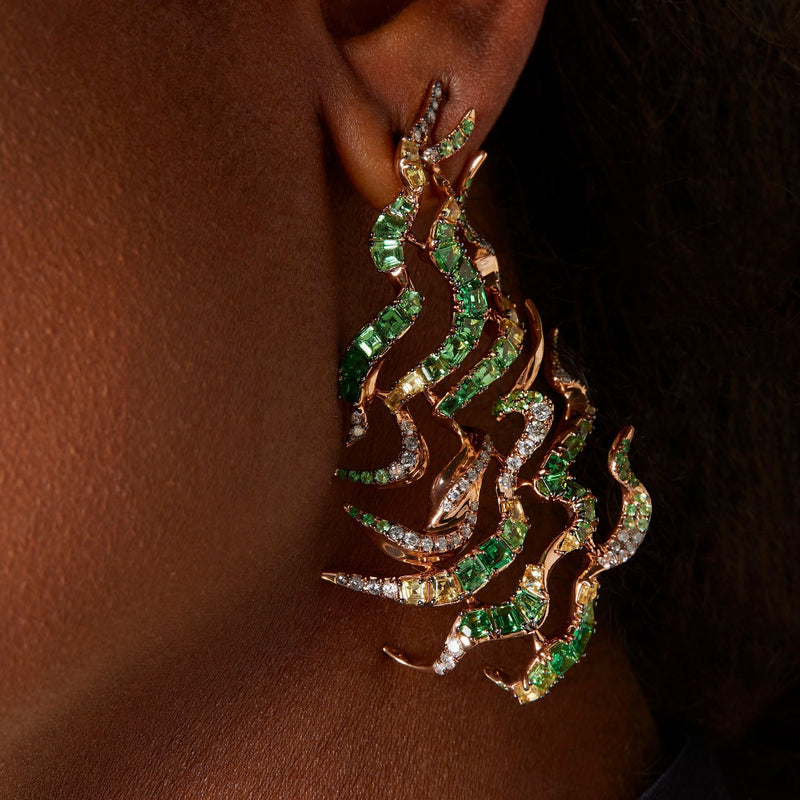 Tsavorite Smoke Haze Earring (pair)