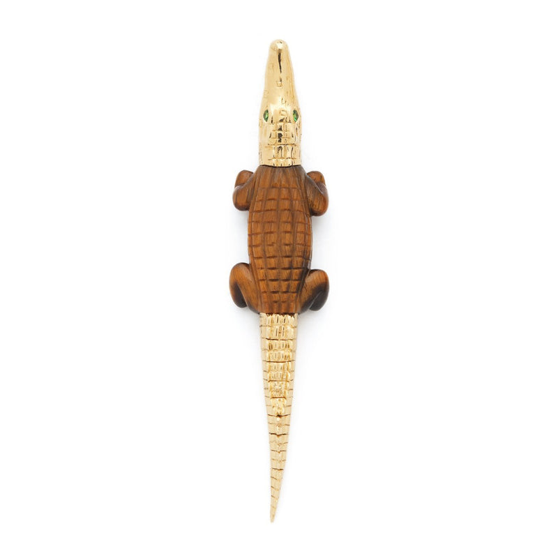 Tiger's Eye Alligator Bite Earring