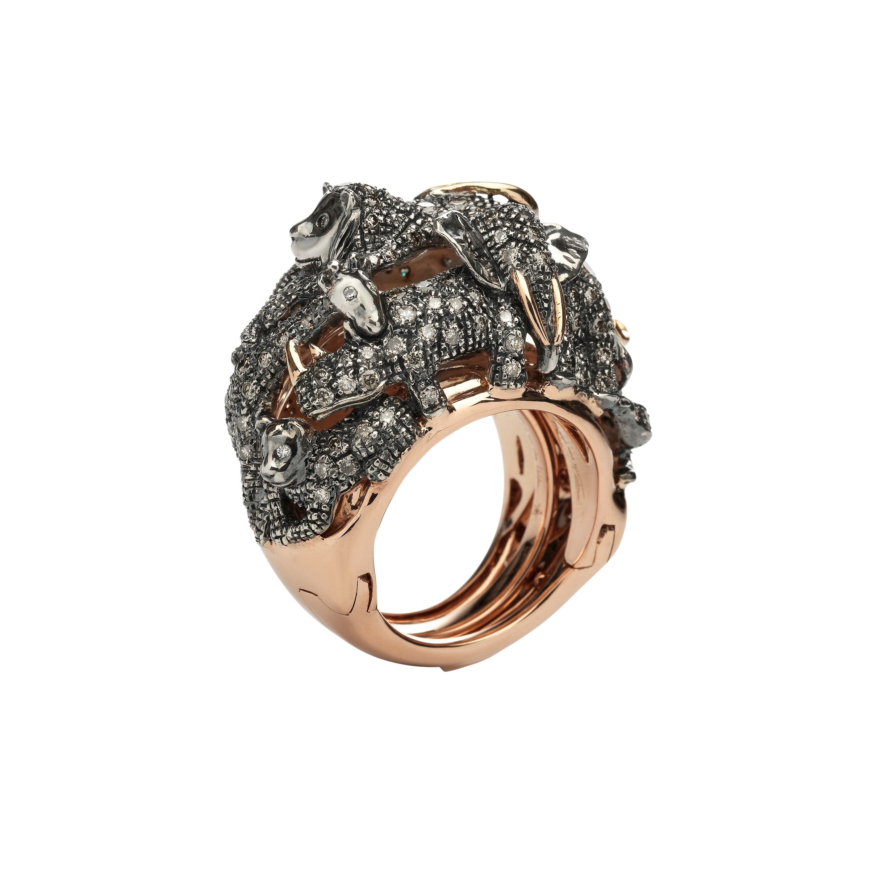 Bibi van der Velden Gold Diamond Animal Ring In A Ring
