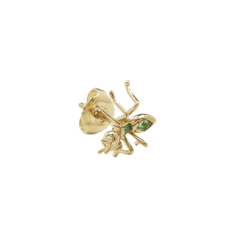 Ant Stud Earring Green ‚Äì Yellow Gold Earrings Bibi van der Velden