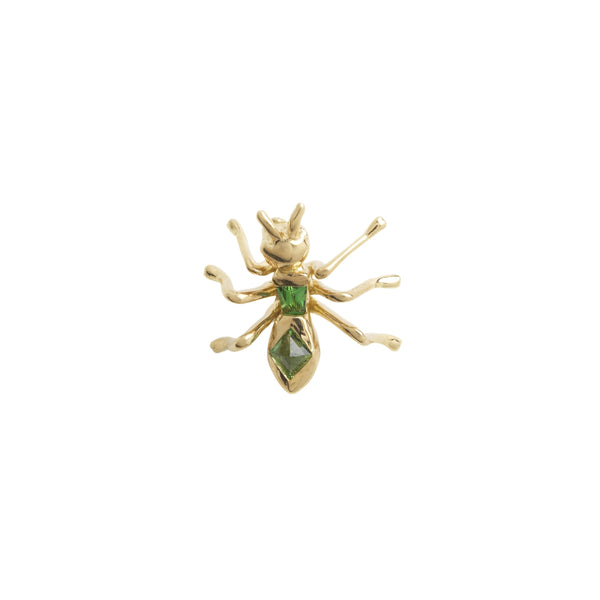 Ant Stud Earring Green ‚Äì Yellow Gold Earrings Bibi van der Velden