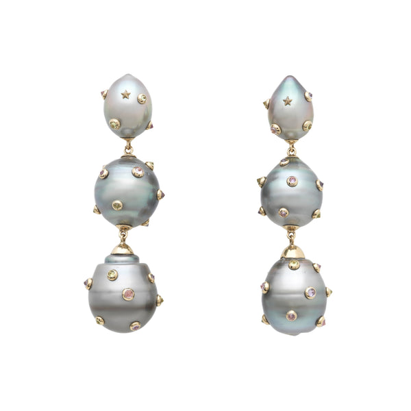 Pearl Trio Spike Earrings Earrings Bibi van der Velden