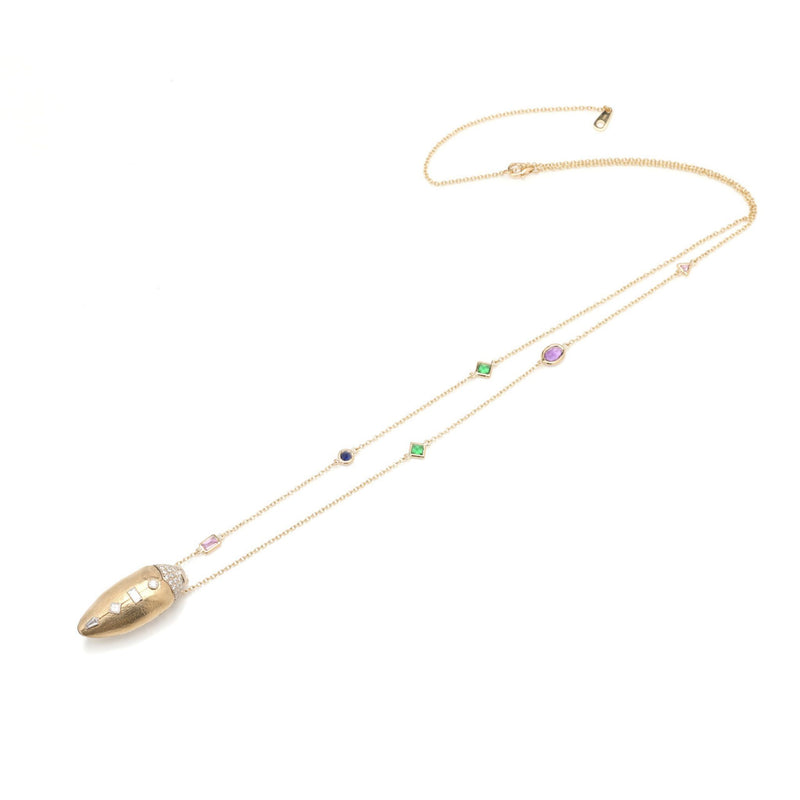 Scarab Pop Art Necklace Gold Wings